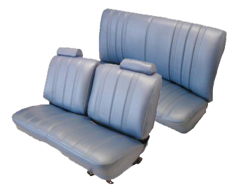 78-83 Malibu Split Top Bench Front and Rear Seat Covers with Head Rest Covers in Leather